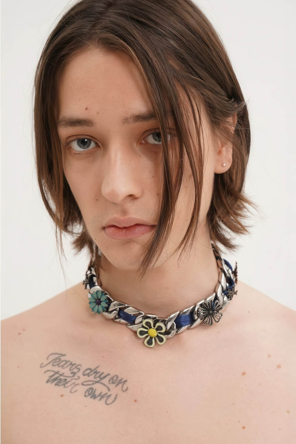 Satin Floral Cuban Chain - Unisex Ribbon Necklace Statement Piece - URBANPICK FASHION