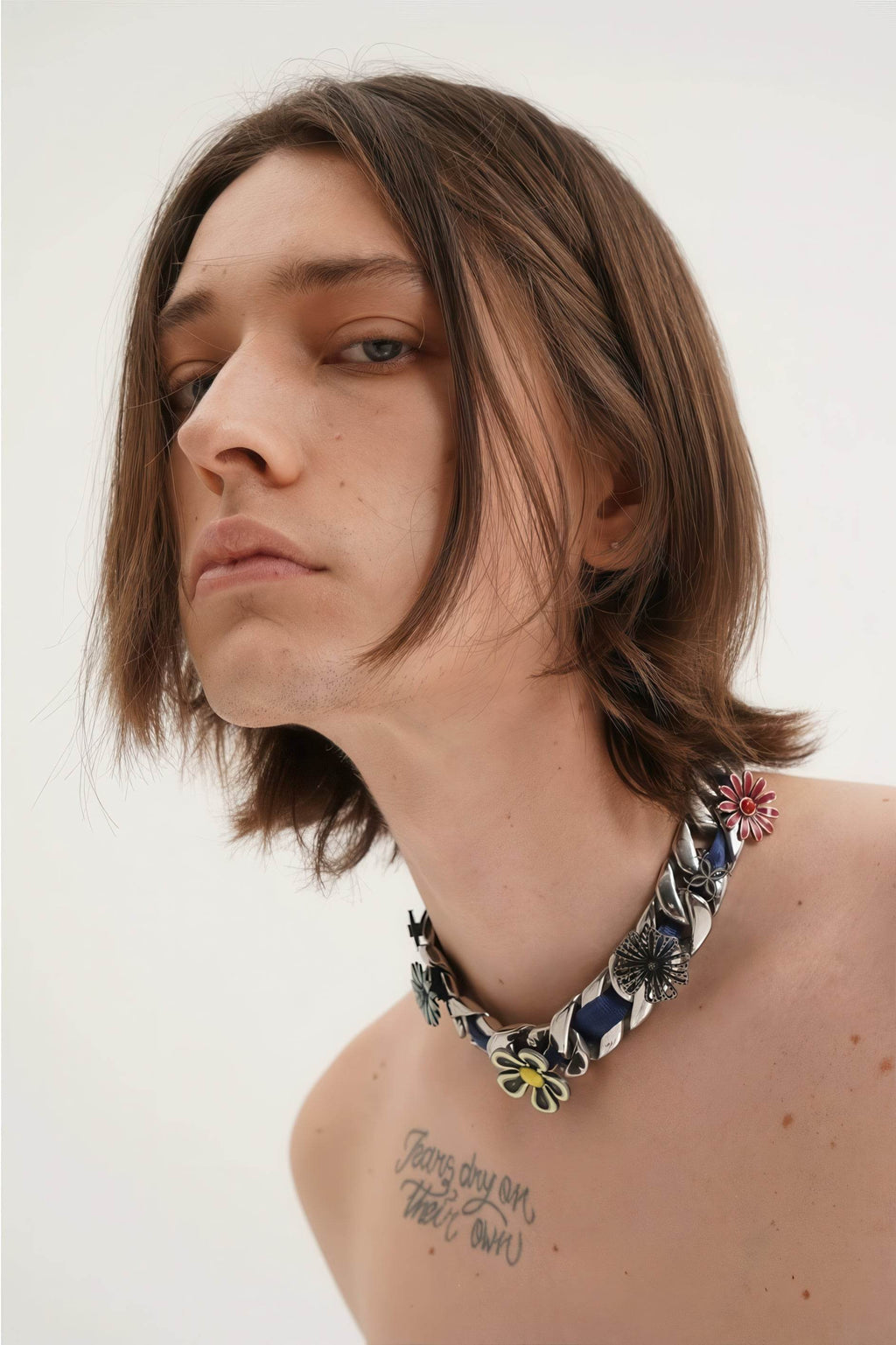 Satin Floral Cuban Chain - Unisex Ribbon Necklace Statement Piece - URBANPICK FASHION