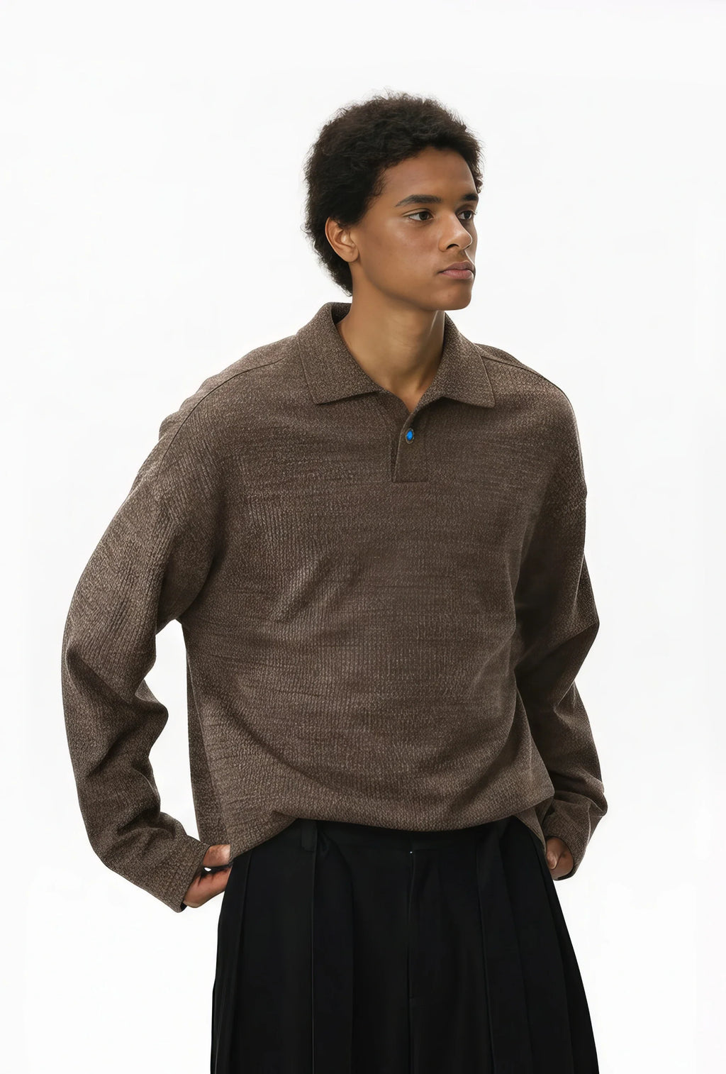 Vintage Italian Polo Shirt - Long Sleeve, Loose Fit, Classic Collared - URBANPICK FASHION