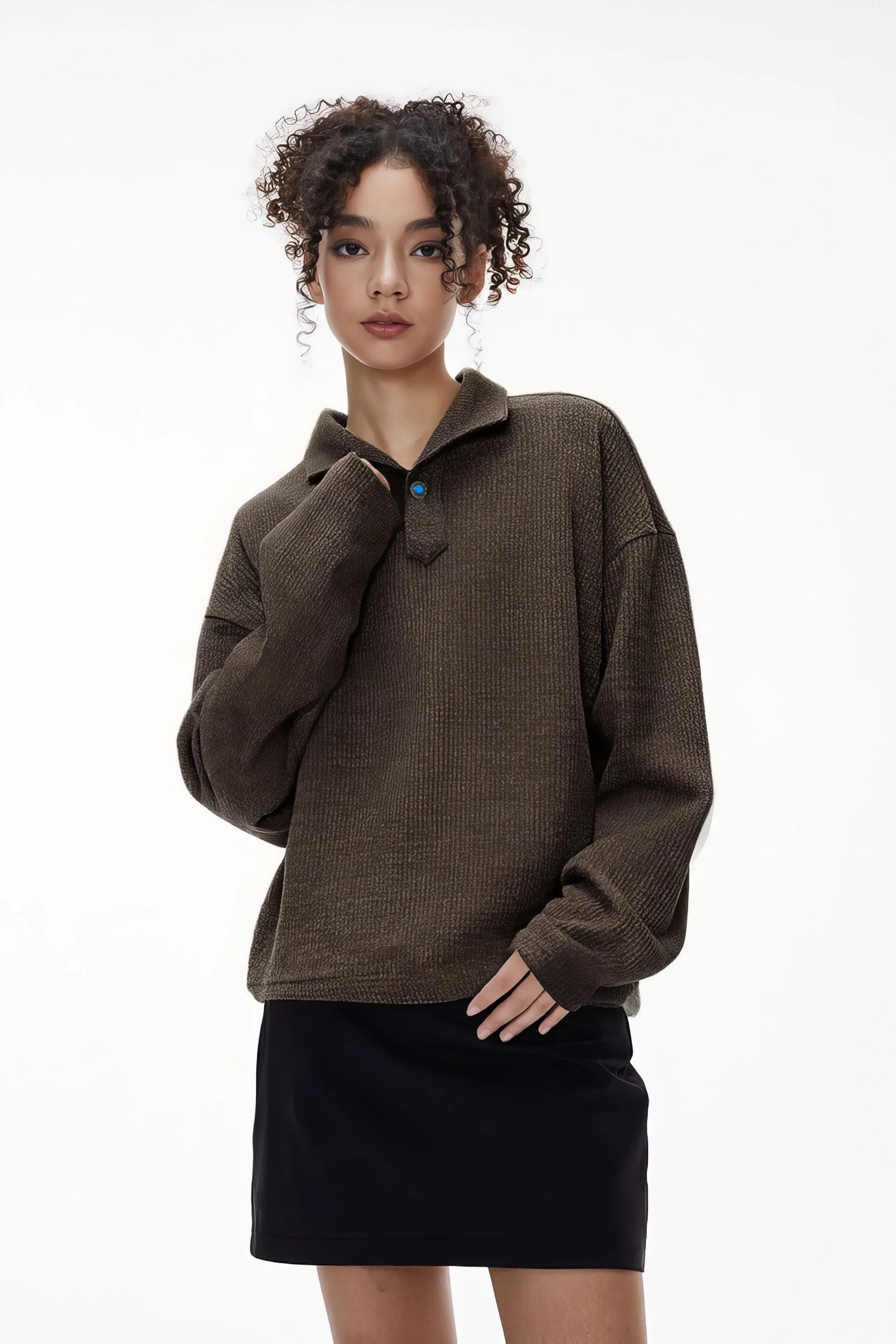 Vintage Italian Polo Shirt - Long Sleeve, Loose Fit, Classic Collared - URBANPICK FASHION