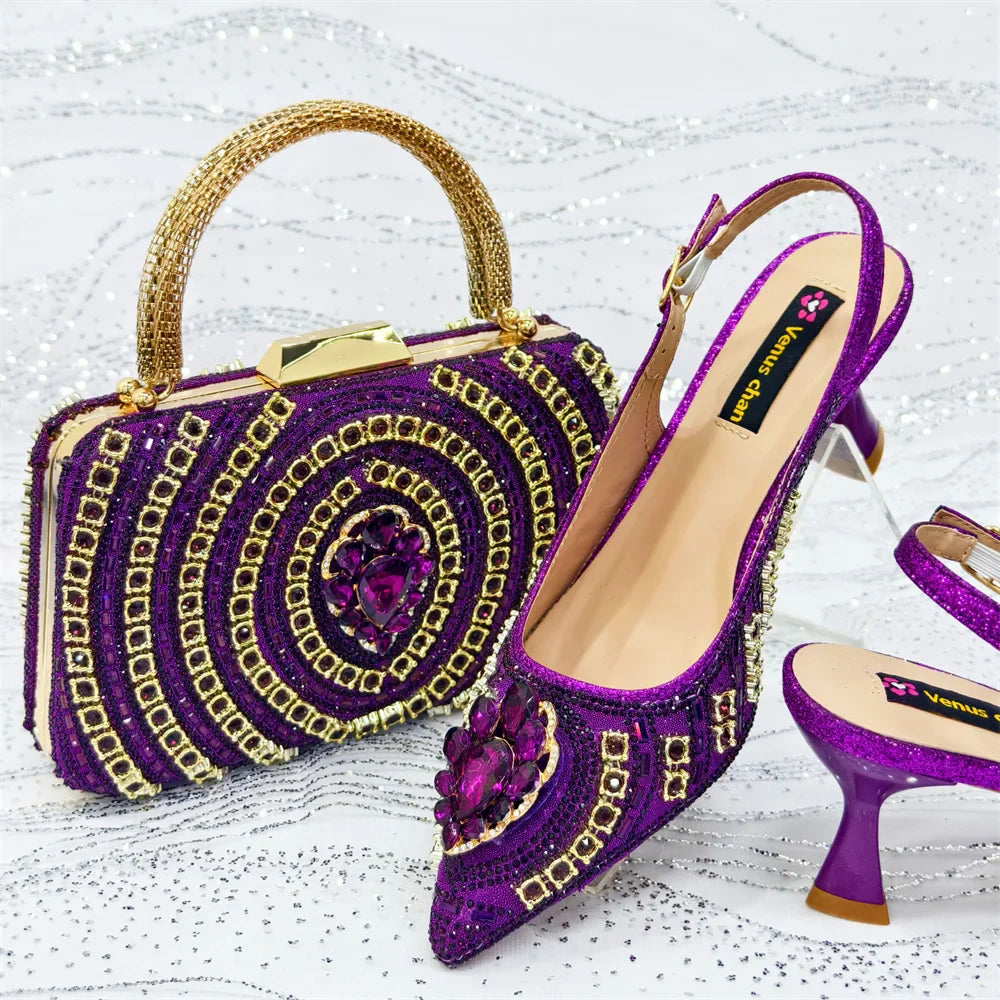 Italian Butter-fly Design Wedding Shoes with Bag Set EDS59 - URBANPICK FASHION