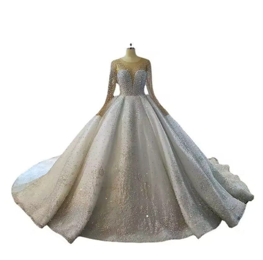 New Elegant Bridal Gowns With Pearl FSM-224T - URBANPICK FASHION