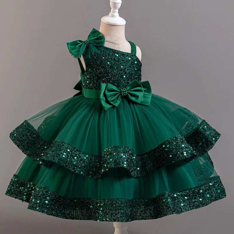 Flower Princess Sequins Baby Wedding Christmas Party Short Sleeveless Dress Birthday Party Wedding Flower Girl Sweet Cute Dress - URBANPICK FASHION