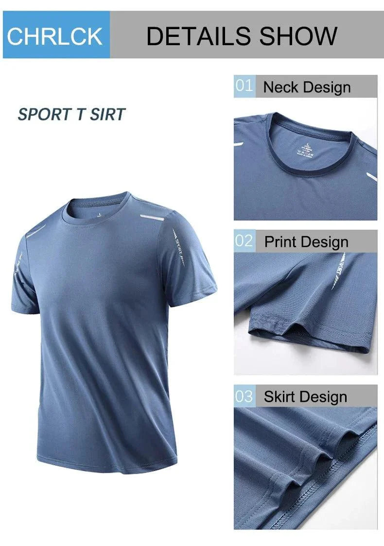 CHRLCK Men's Quick Dry Running T Shirt Size M Breathable Outdoor Sports Tee Hiking Fishing Summer Essentials - URBANPICK FASHION