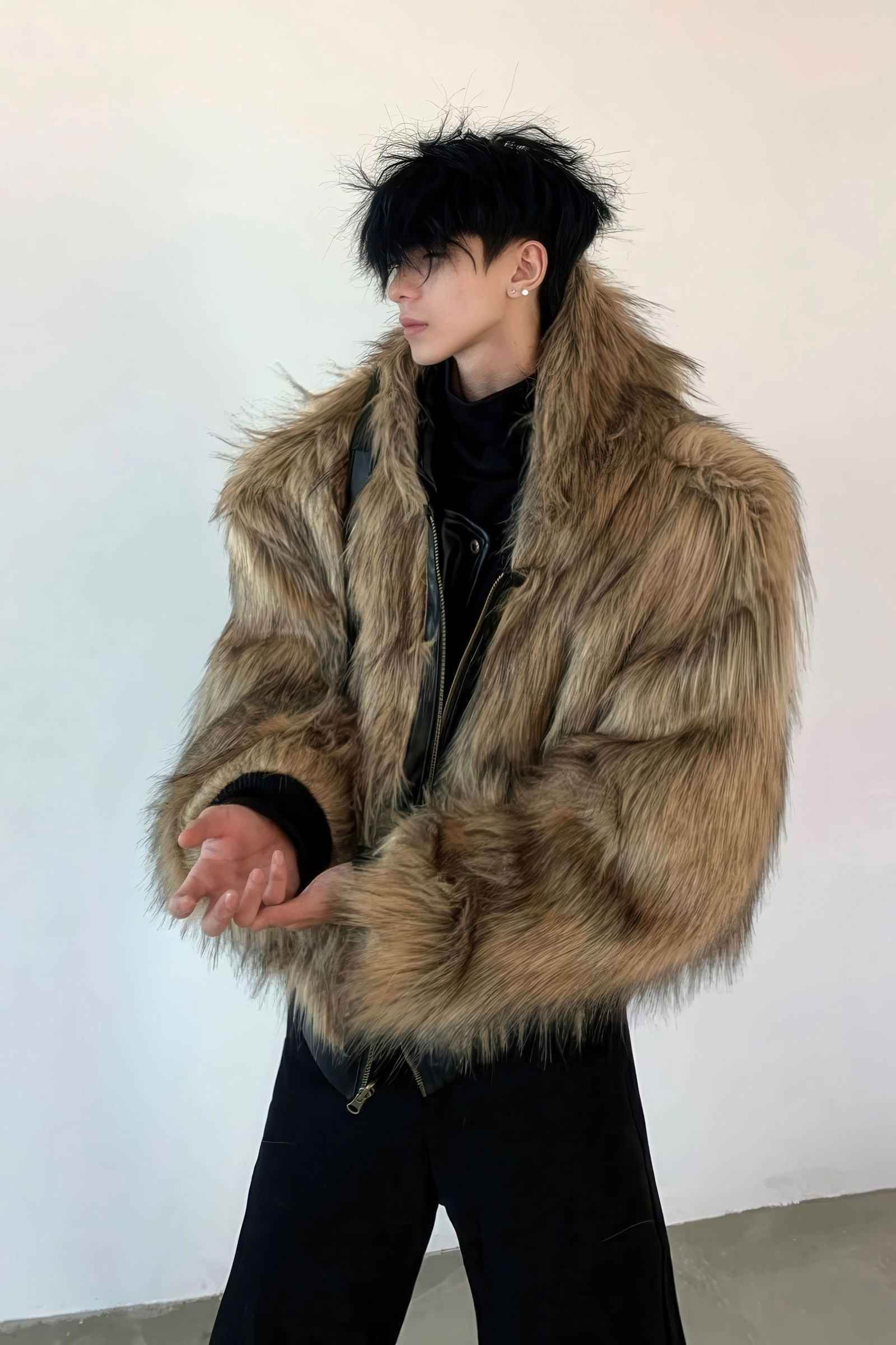 Winter Fashionable PU Leather Jacket for Men with Faux Fur, Reversible Design - URBANPICK FASHION