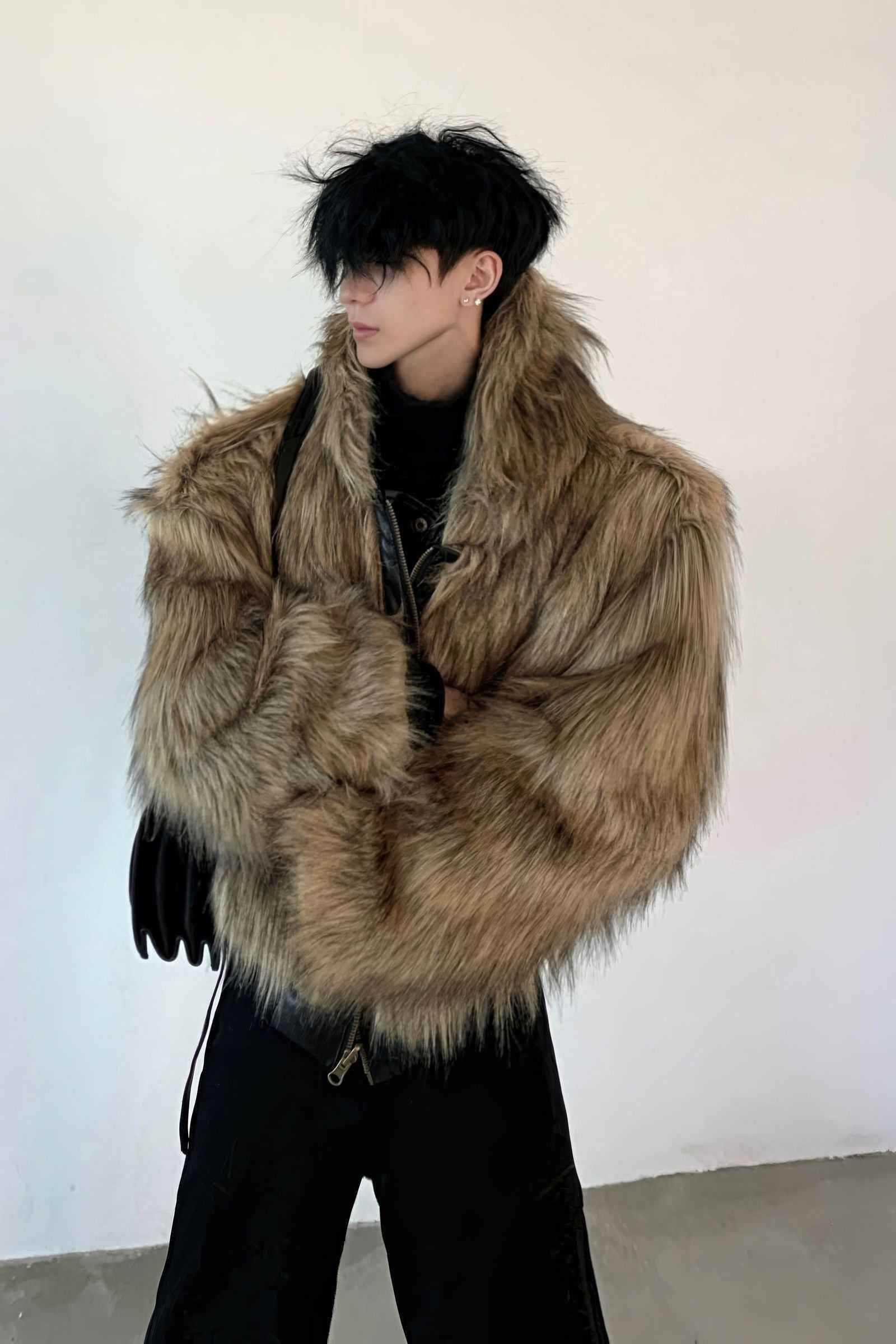 Winter Fashionable PU Leather Jacket for Men with Faux Fur, Reversible Design - URBANPICK FASHION