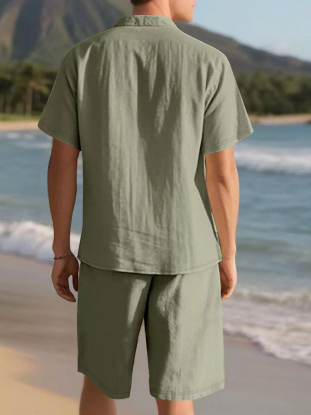 Men's Full Size Casual Button Up Shirt and Shorts Set Plus Size - URBANPICK FASHION