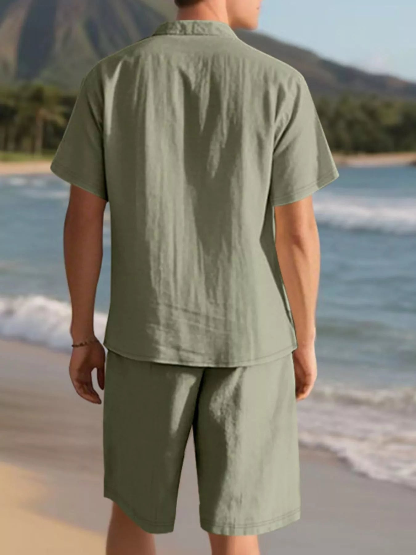 Men's Full Size Casual Button Up Shirt and Shorts Set Plus Size - URBANPICK FASHION
