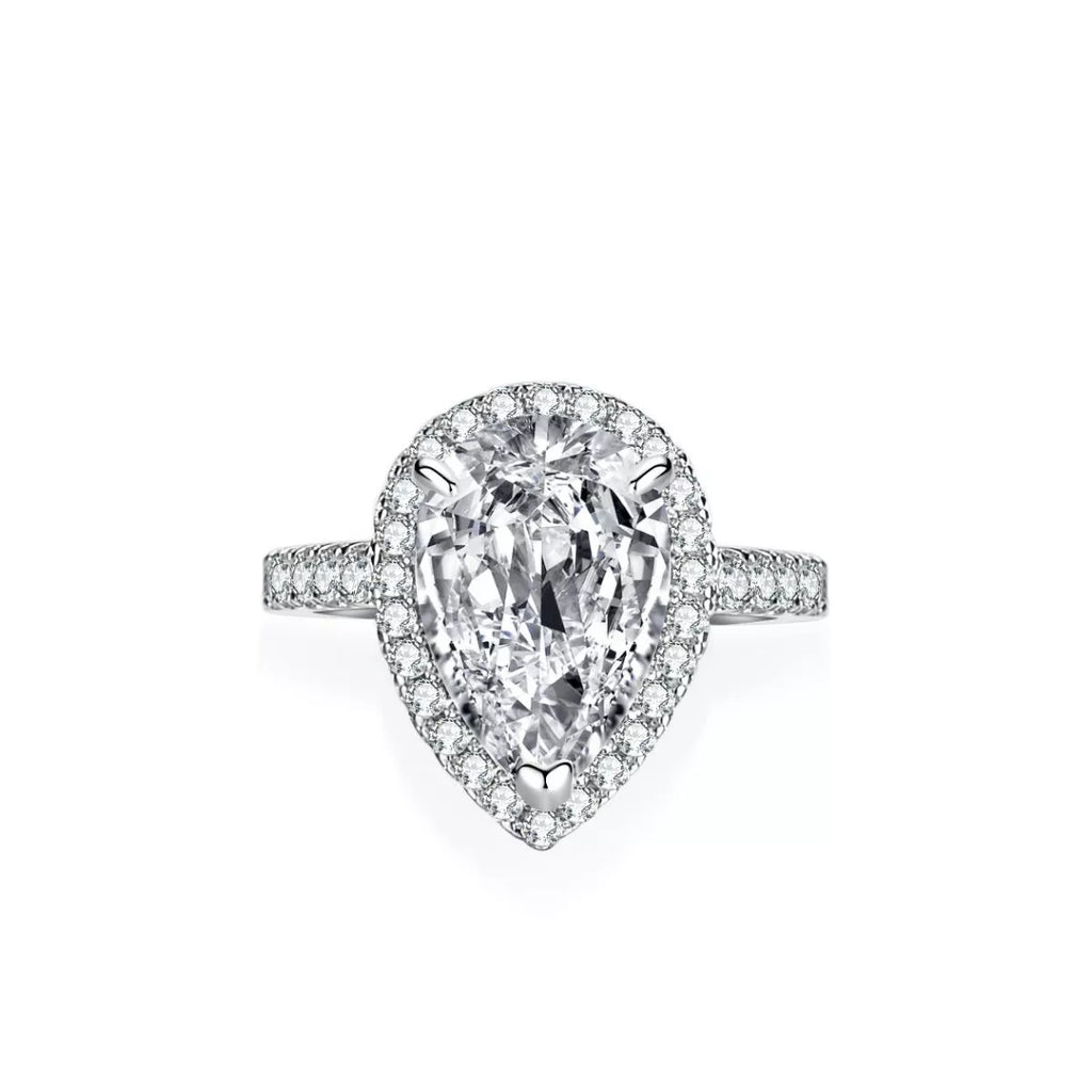 4 Carat 925 Sterling Silver Moissanite Teardrop Ring - URBANPICK FASHION