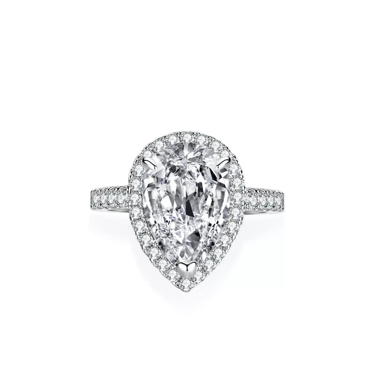 4 Carat 925 Sterling Silver Moissanite Teardrop Ring - URBANPICK FASHION