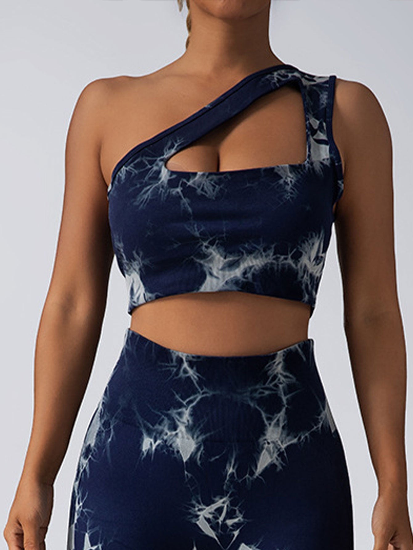 Seamless One-Shoulder Bra & Scrunch Leggings Set - High Waisted Yoga Pants - URBANPICK FASHION