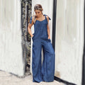 Women’s Crew Neck Sleeveless Wide-Leg Denim Jumpsuit - URBANPICK FASHION