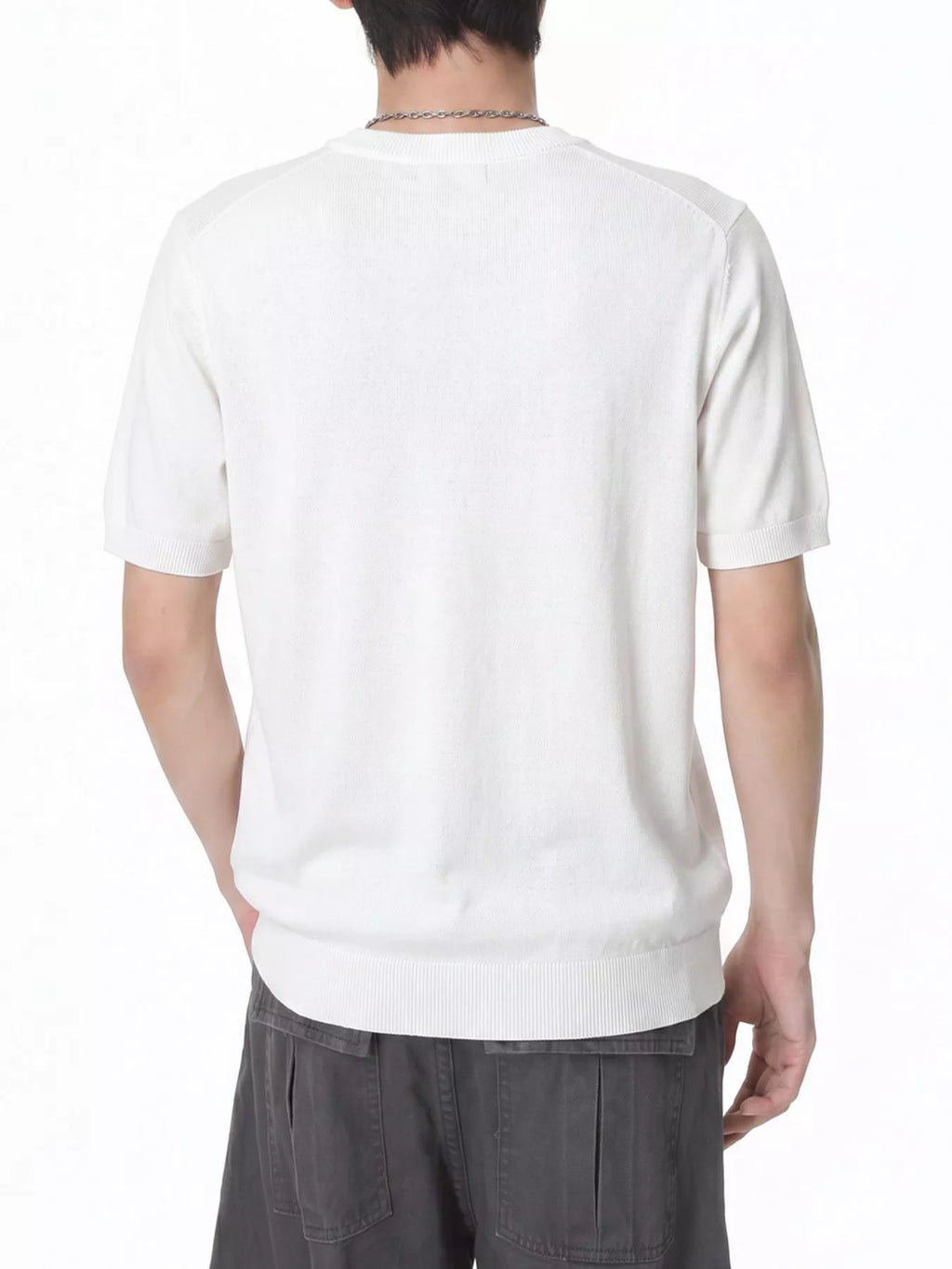 Men's V-Neck Short-Sleeve Knit T-Shirt - URBANPICK FASHION