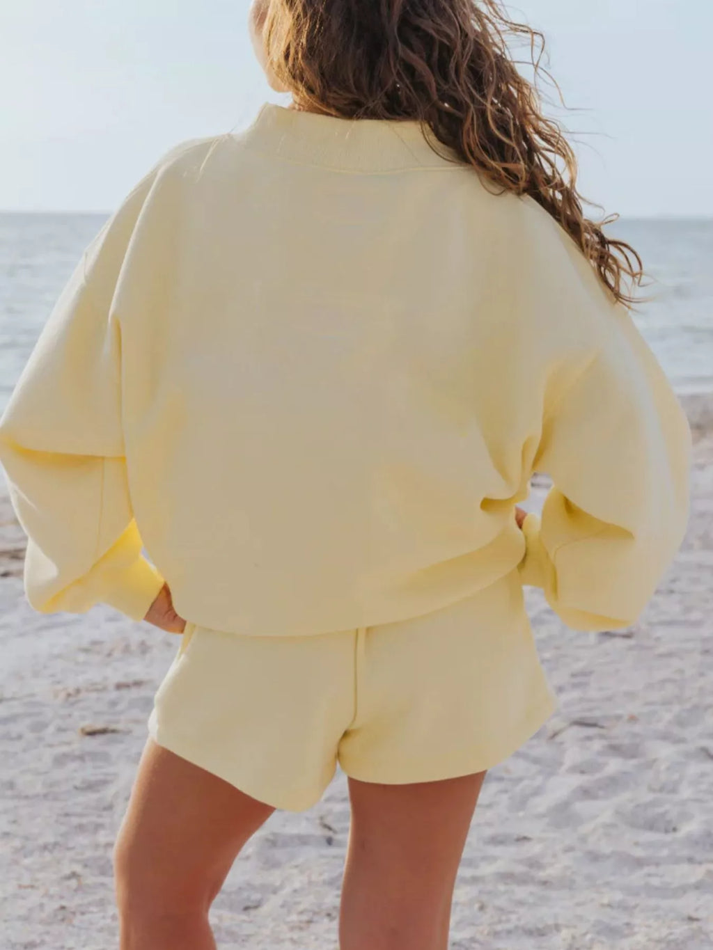 Relaxed Fit Round Neck Sweatshirt and Shorts Set - URBANPICK FASHION
