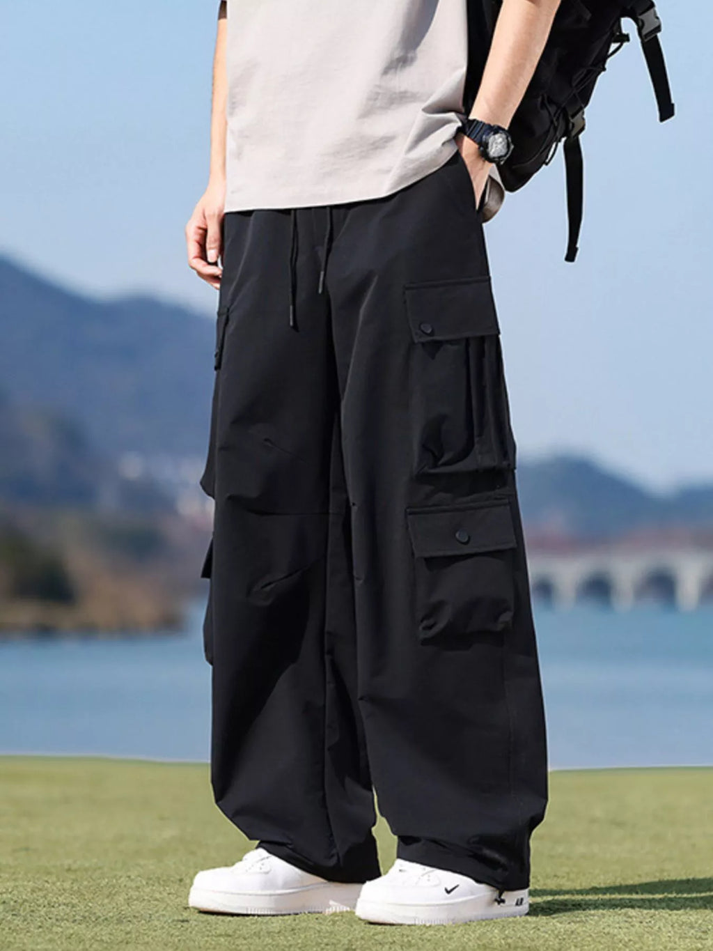 Men's Plus Size Loose Fit Multi-Pocket Cargo Pants - URBANPICK FASHION