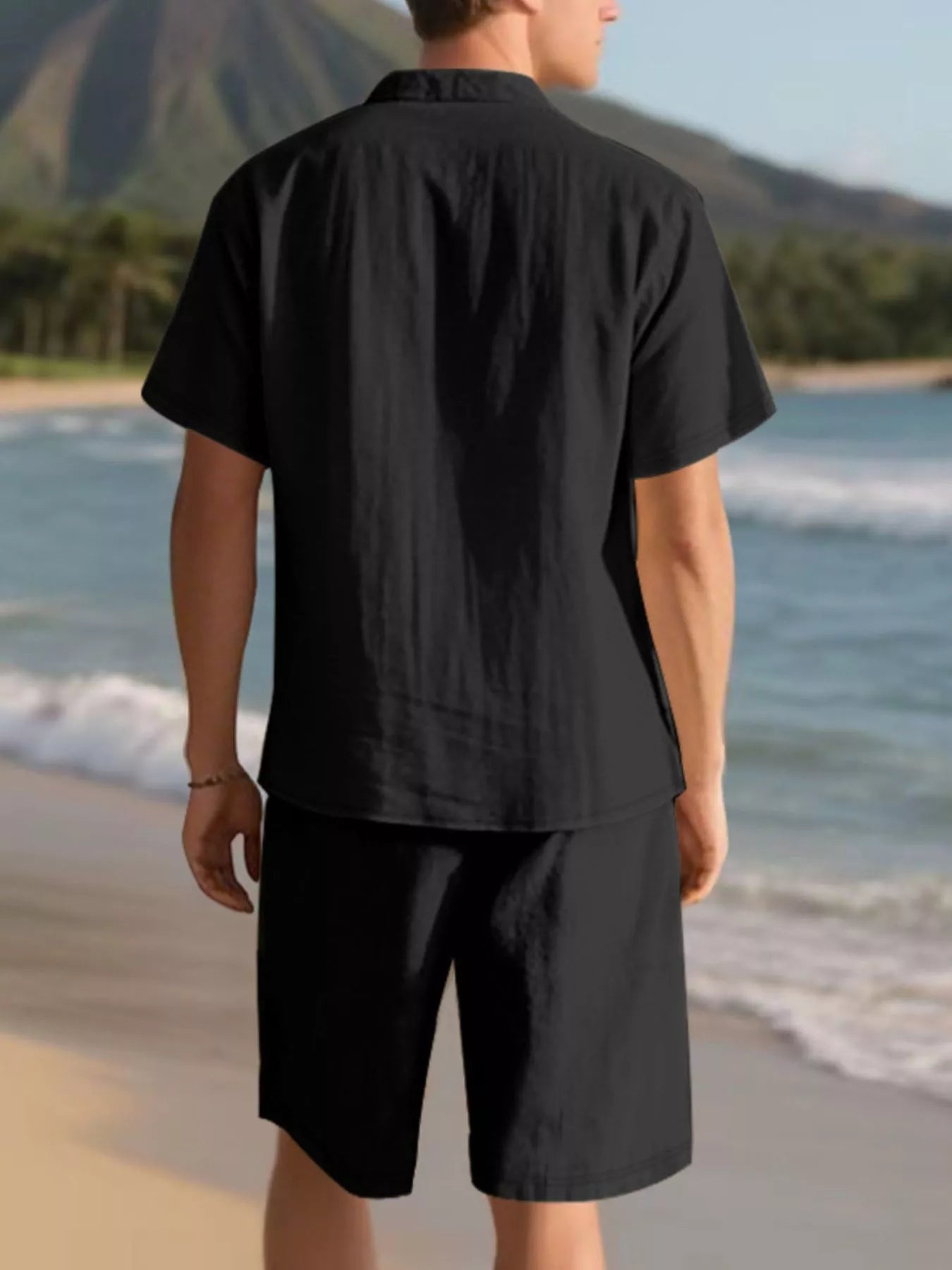Men's Full Size Casual Button Up Shirt and Shorts Set Plus Size - URBANPICK FASHION