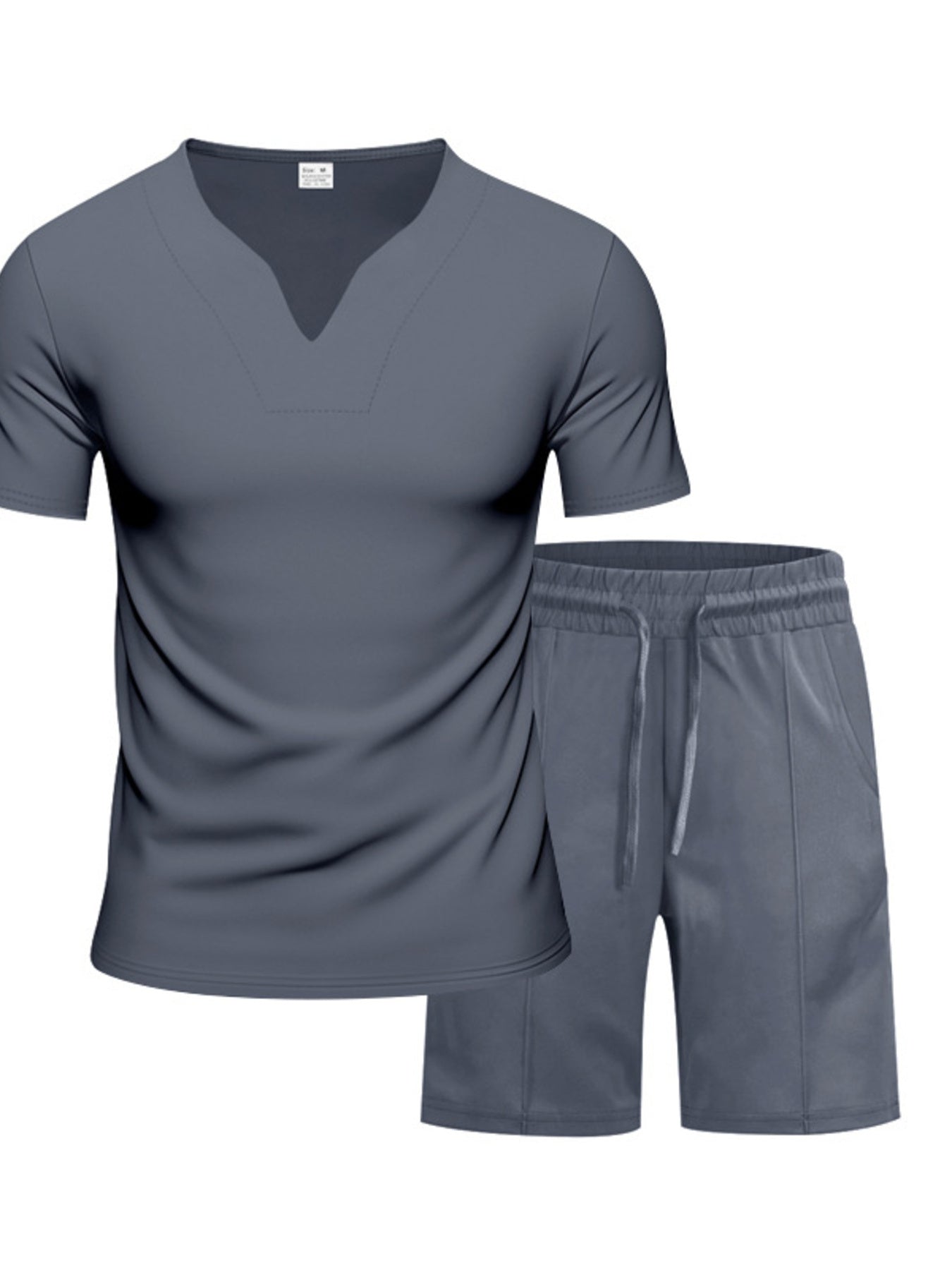 Men's Full Size V-Neck Short Sleeve T-Shirt and Shorts Set Plus Size - URBANPICK FASHION