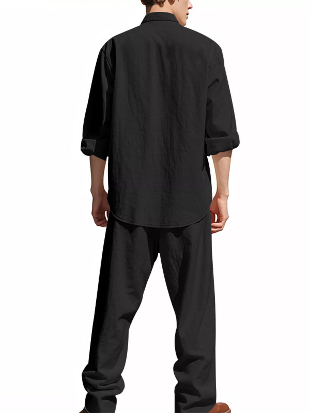 Men's Full Size Casual Button Up Shirt and Pants Plus Size - URBANPICK FASHION