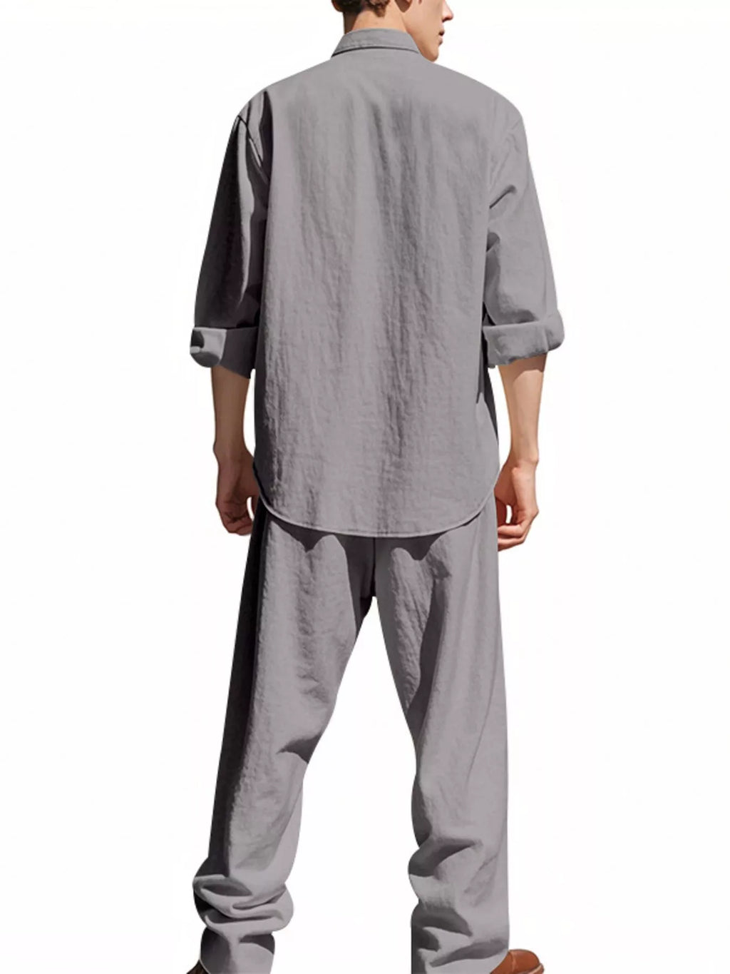 Men's Full Size Casual Button Up Shirt and Pants Plus Size - URBANPICK FASHION