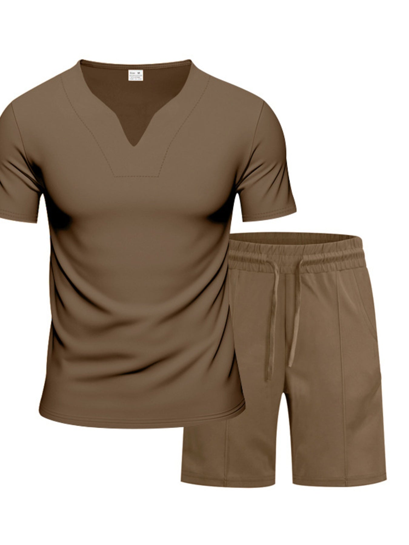 Men's Full Size V-Neck Short Sleeve T-Shirt and Shorts Set Plus Size - URBANPICK FASHION