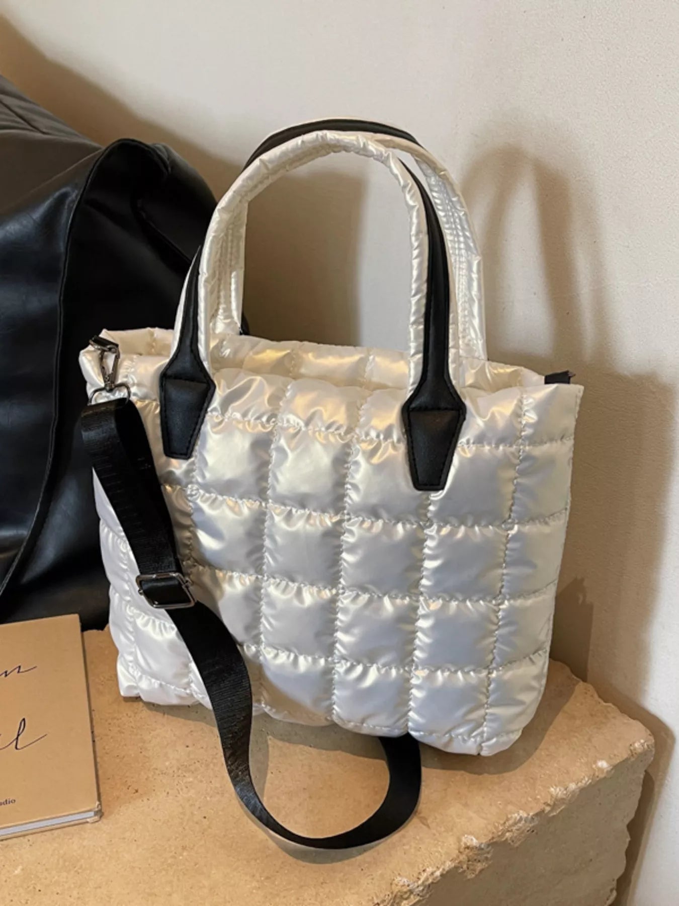 Bubble Textured Tote Crossbody Bag - URBANPICK FASHION