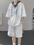 Men's Plus Size Tie-Dye Plaid Patchwork Hoodie and Shorts Set - URBANPICK FASHION