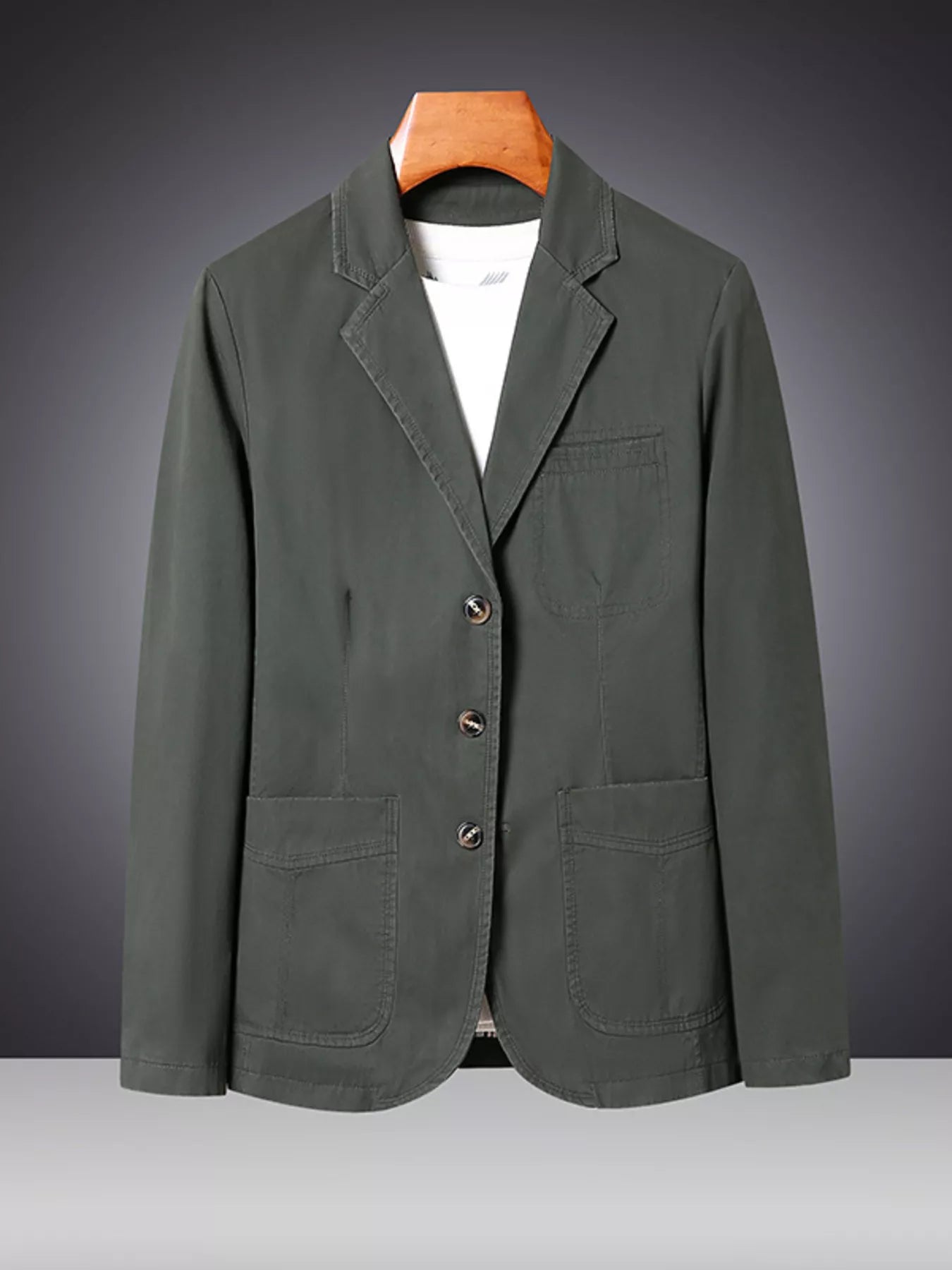 Men's Plus Size Lapel Collar Long Sleeve Blazer - URBANPICK FASHION