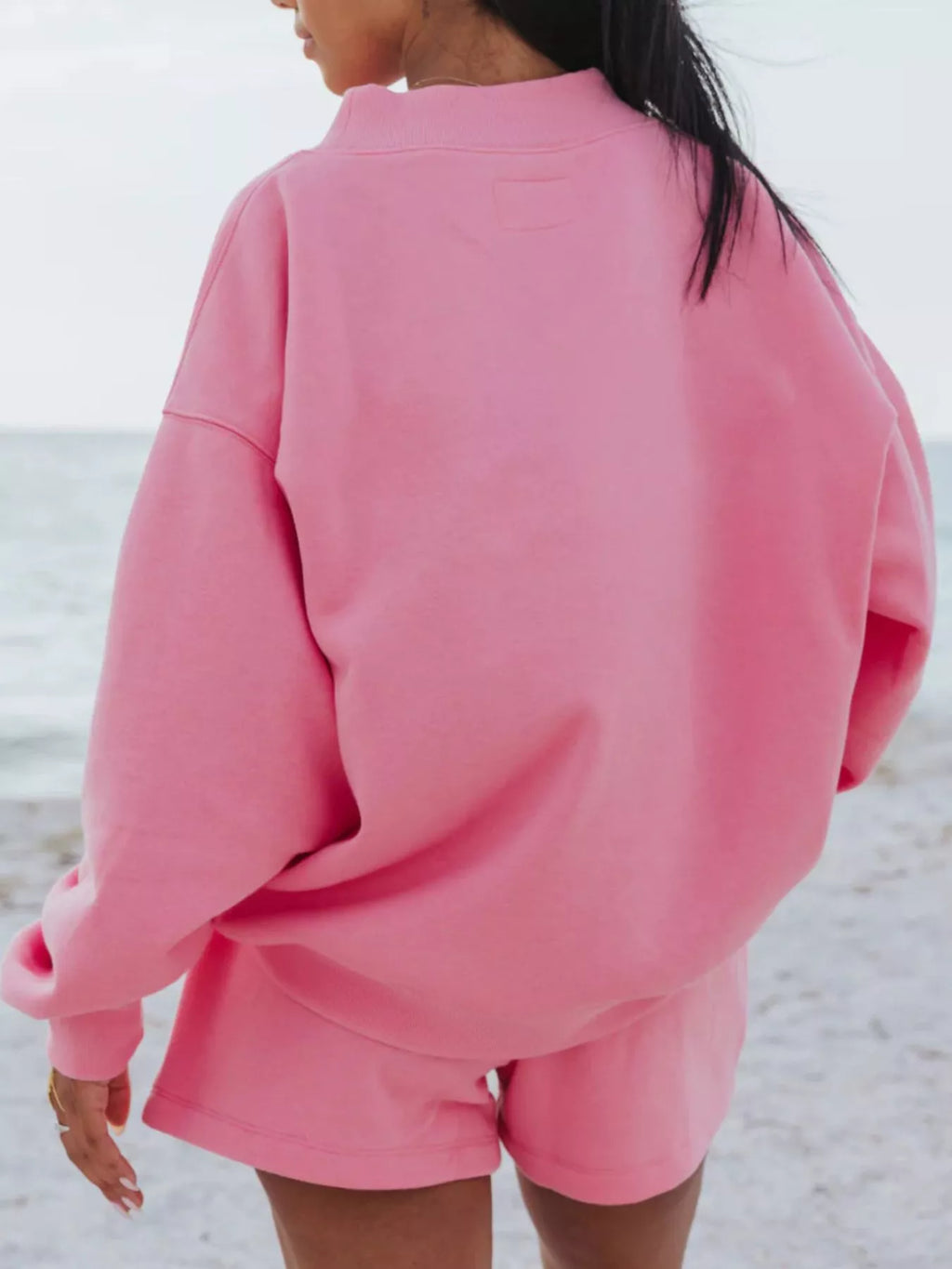 Relaxed Fit Round Neck Sweatshirt and Shorts Set - URBANPICK FASHION
