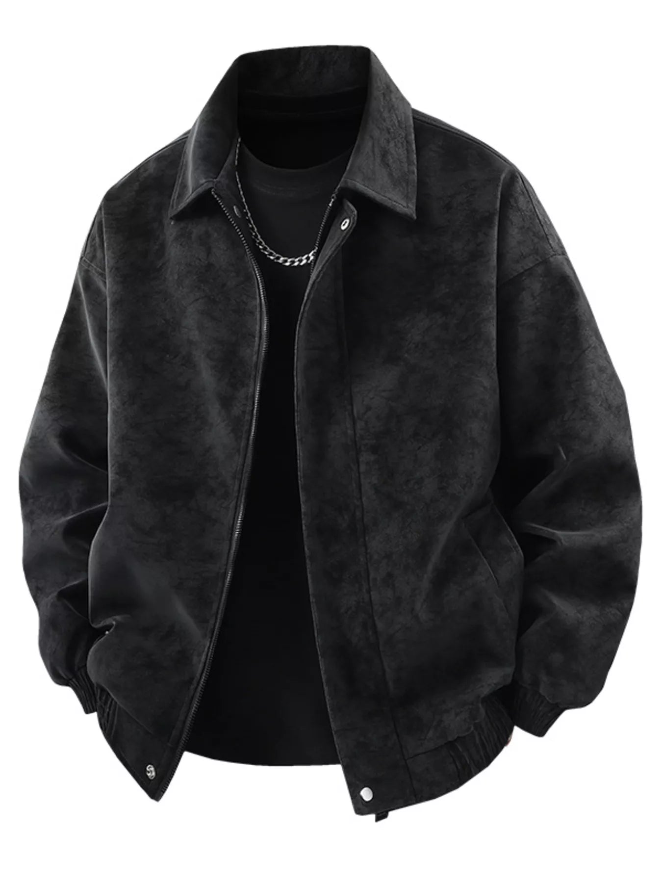 Men's Plus Size Zip Up Leather Jacket - URBANPICK FASHION