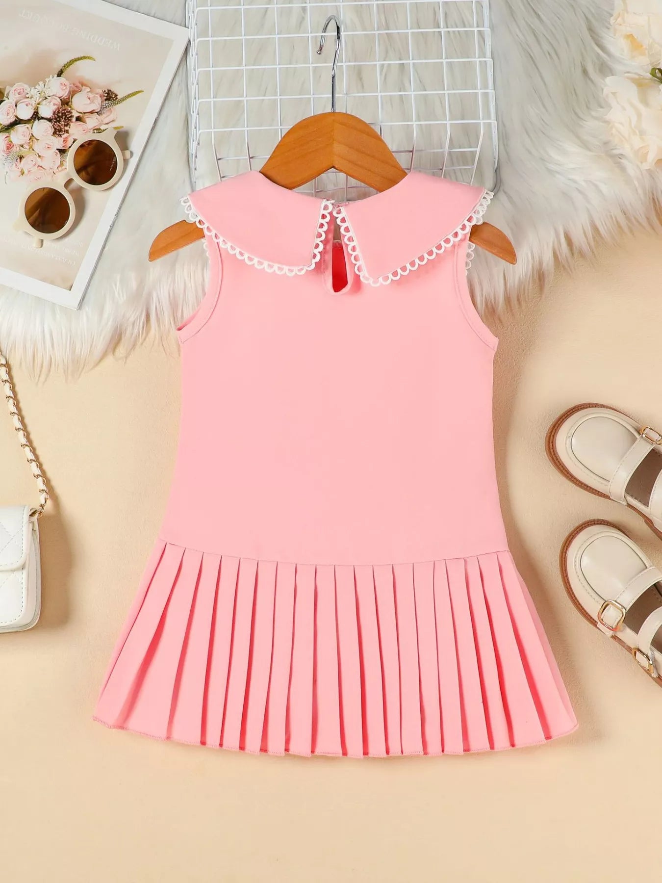 Children's Bow-Accented Pleated Dress - URBANPICK FASHION