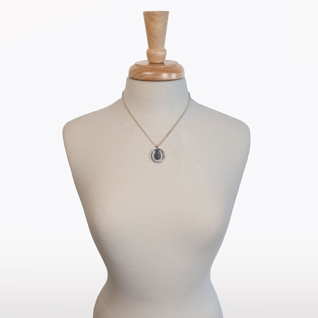 Chauncy Pave Equestrian Horseshoe Necklace in Silver - URBANPICK FASHION