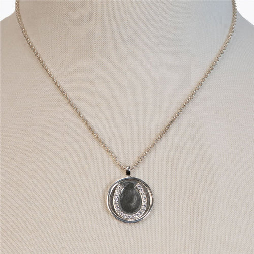 Chauncy Pave Equestrian Horseshoe Necklace in Silver - URBANPICK FASHION
