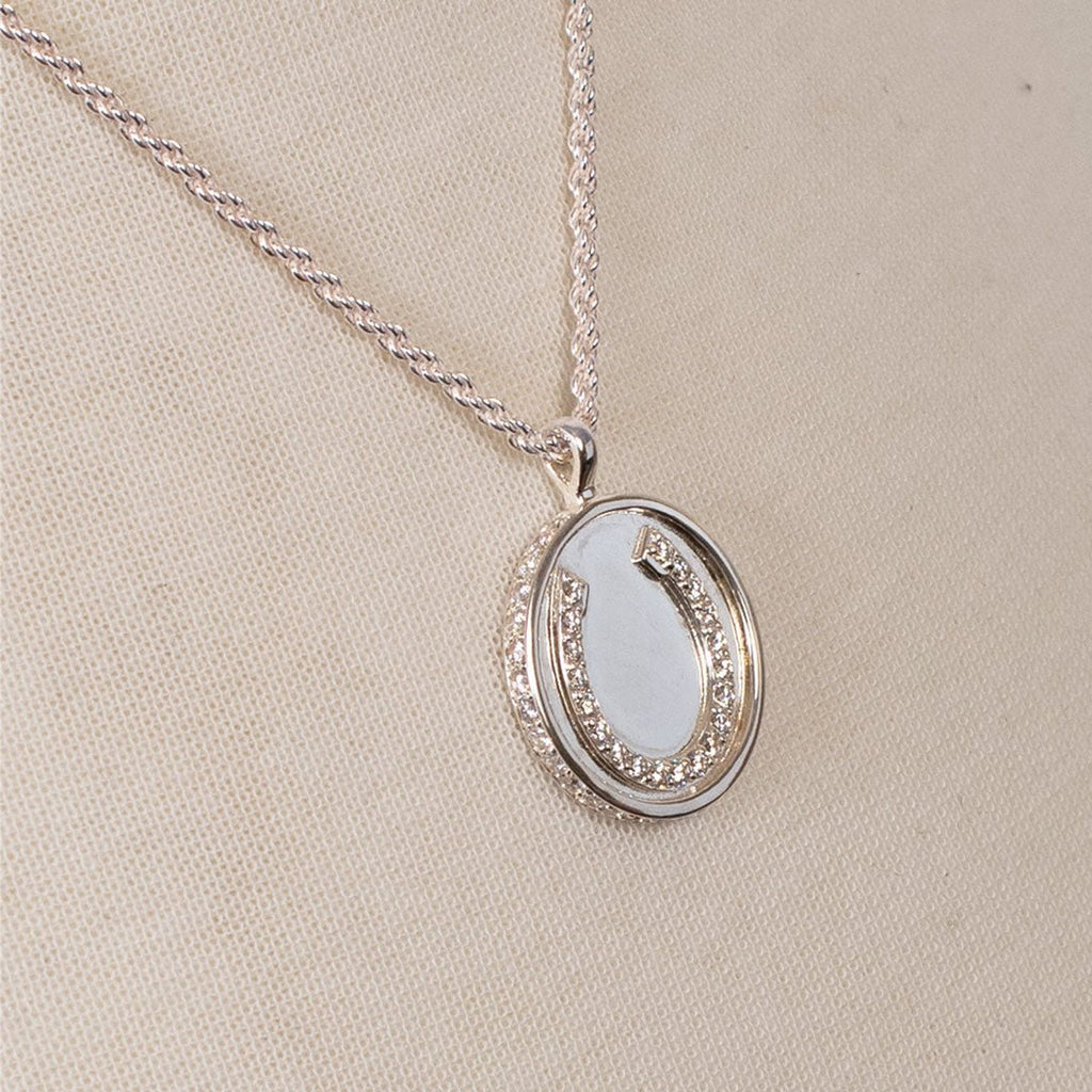 Chauncy Pave Equestrian Horseshoe Necklace in Silver - URBANPICK FASHION