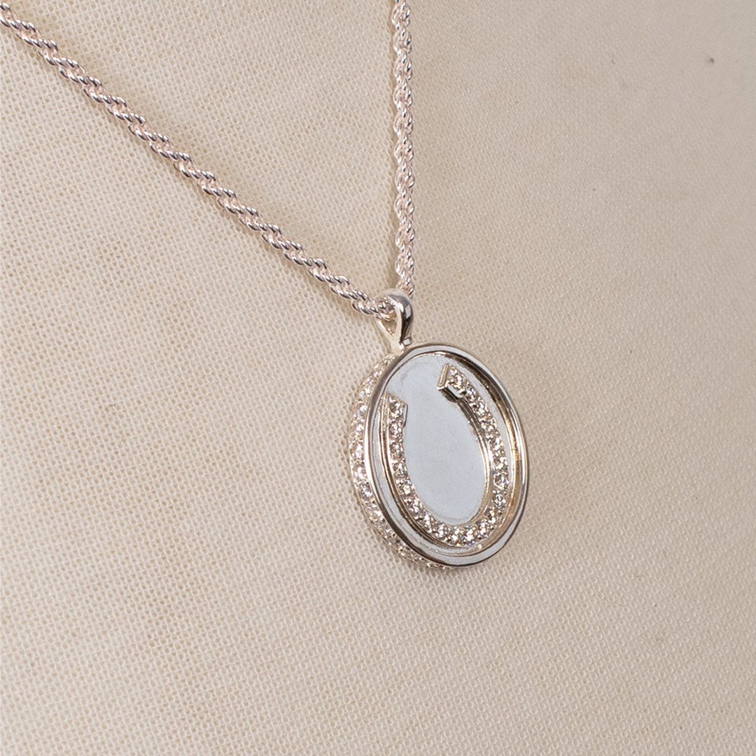 Chauncy Pave Equestrian Horseshoe Necklace in Silver - URBANPICK FASHION