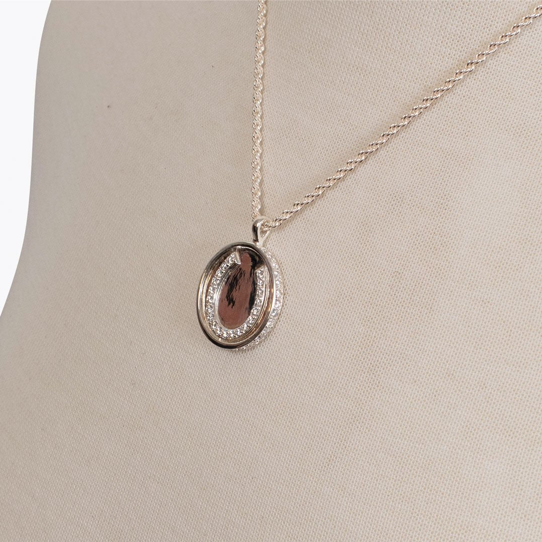 Chauncy Pave Equestrian Horseshoe Necklace in Silver - URBANPICK FASHION
