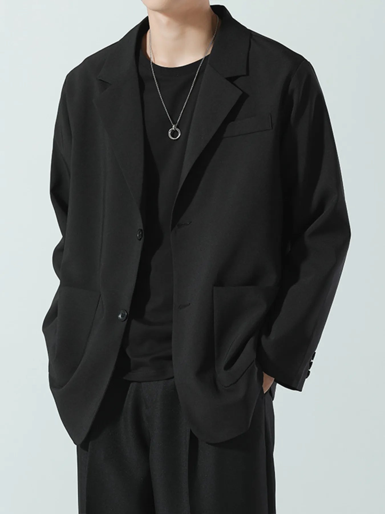 Men's Full Size Lapel Collar Long Sleeve Blazer Plus Size - URBANPICK FASHION