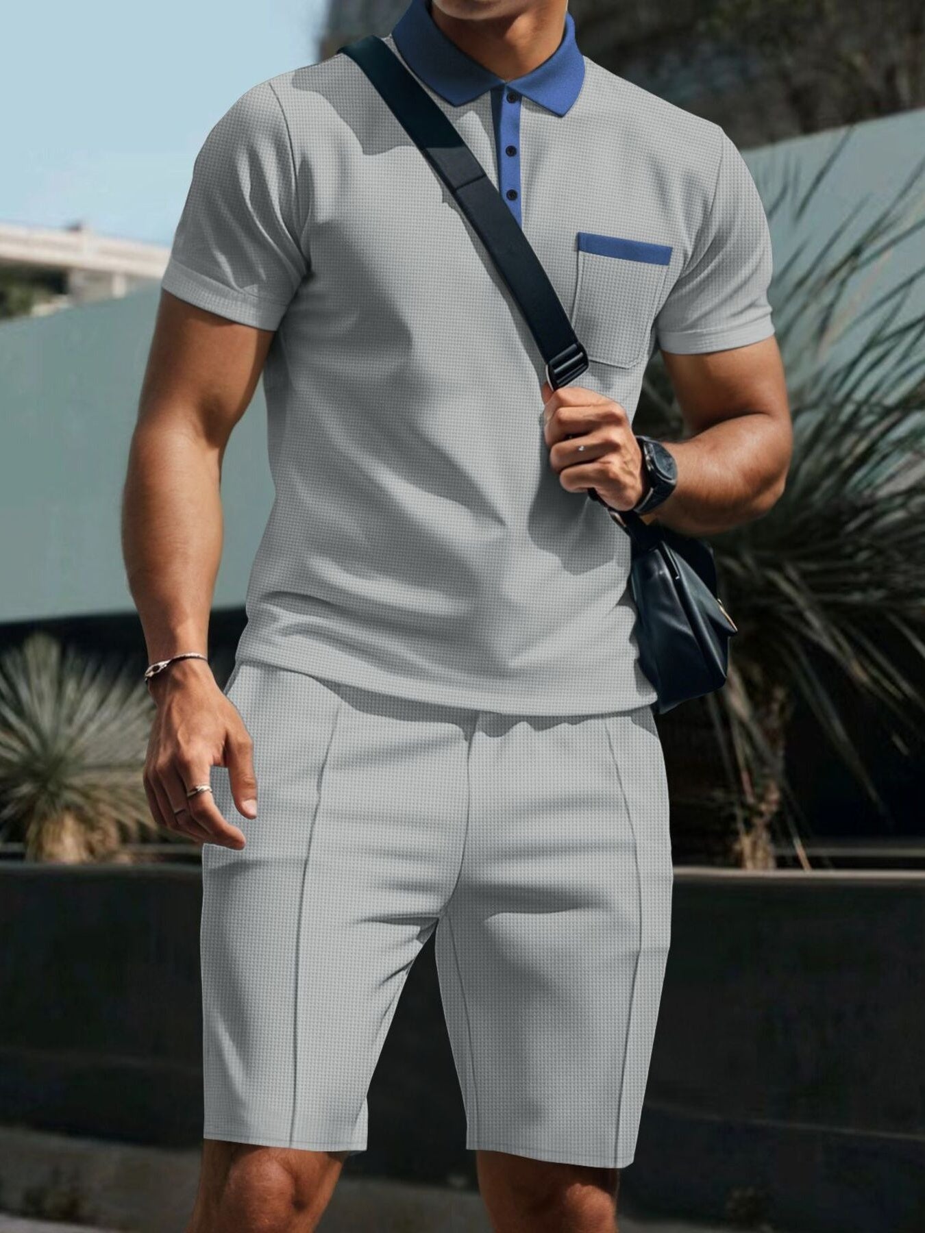 Men's Full Size Casual Short Sleeve Polo & Shorts Set Plus Size - URBANPICK FASHION