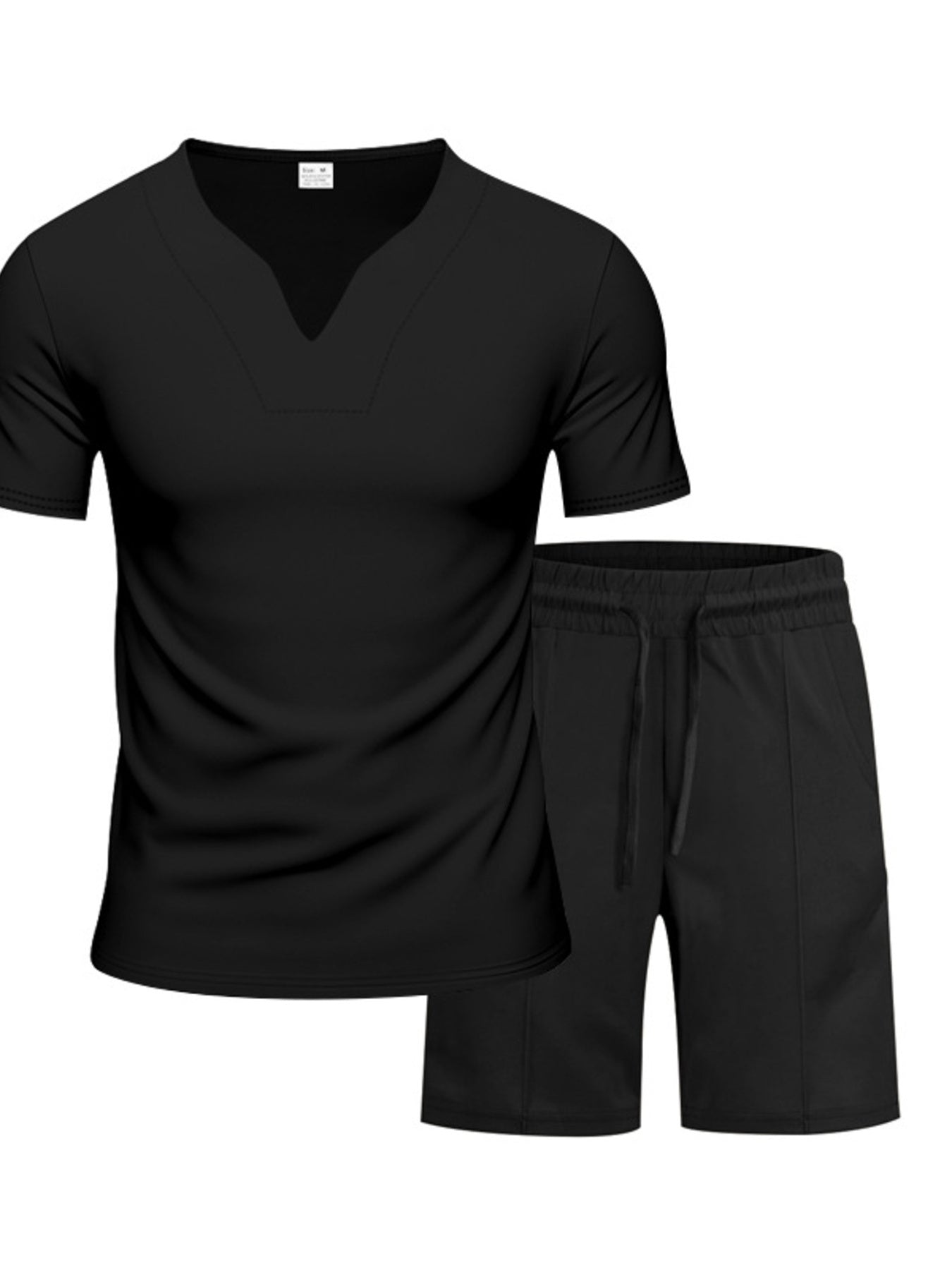 Men's Full Size V-Neck Short Sleeve T-Shirt and Shorts Set Plus Size - URBANPICK FASHION