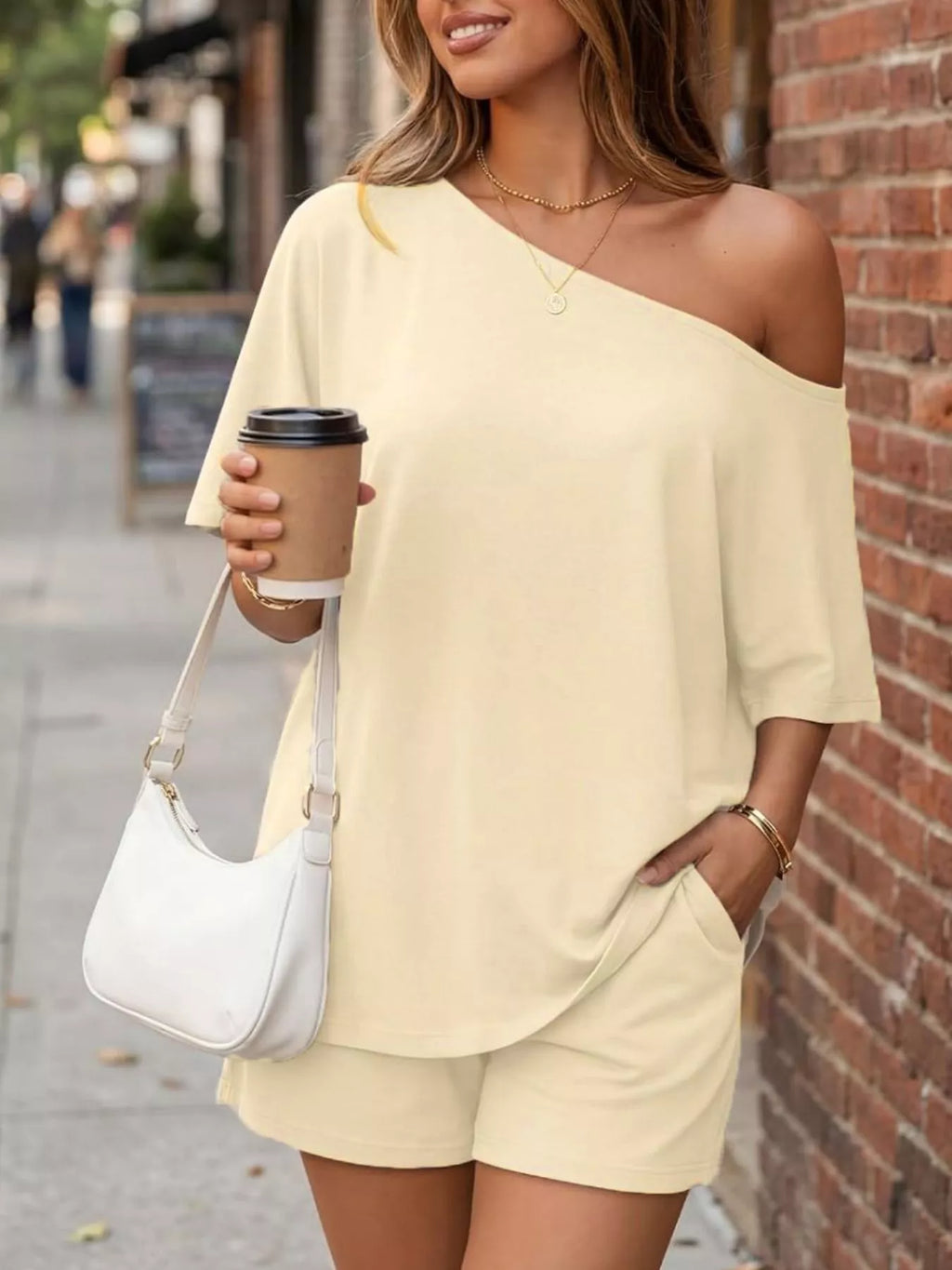 Full Size One Shoulder Top and Shorts Set Plus Size - URBANPICK FASHION