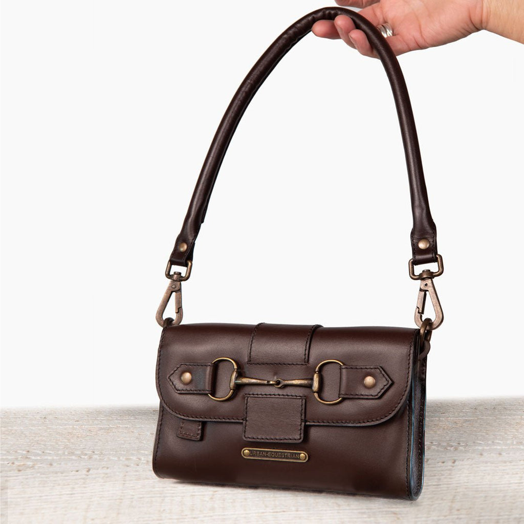 Dalton - Horse Bit Crossbody Luxury Leather Handbag in Deep Brown - URBANPICK FASHION