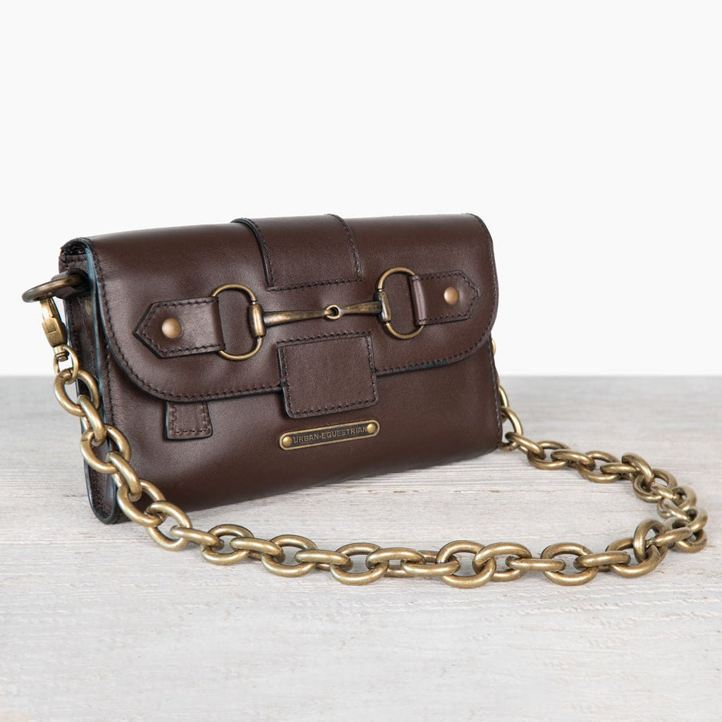 Dalton - Horse Bit Crossbody Luxury Leather Handbag in Deep Brown - URBANPICK FASHION