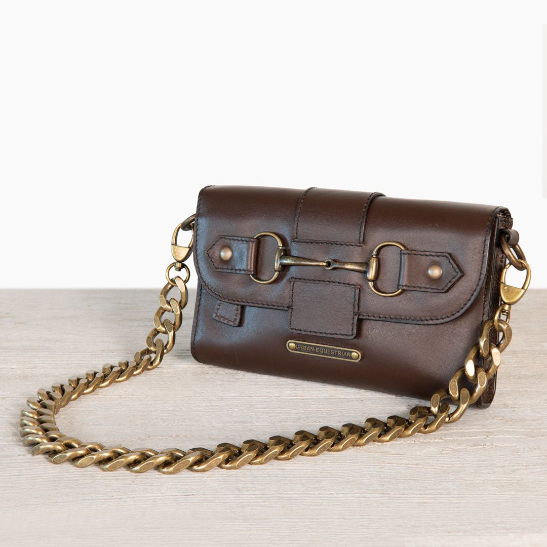 Dalton - Horse Bit Crossbody Luxury Leather Handbag in Deep Brown - URBANPICK FASHION