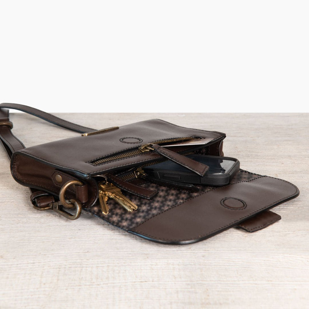 Dalton - Horse Bit Crossbody Luxury Leather Handbag in Deep Brown - URBANPICK FASHION