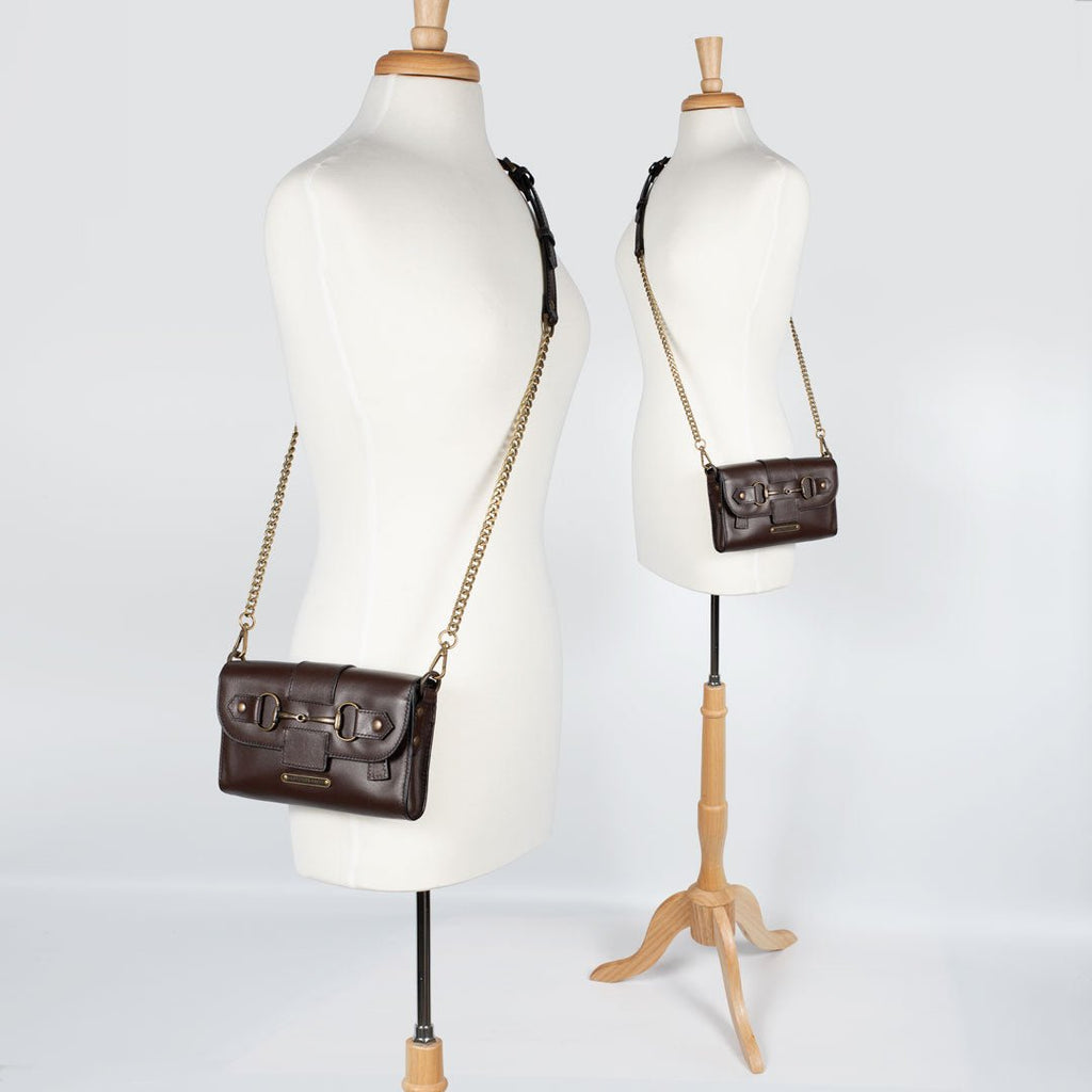 Dalton - Horse Bit Crossbody Luxury Leather Handbag in Deep Brown - URBANPICK FASHION