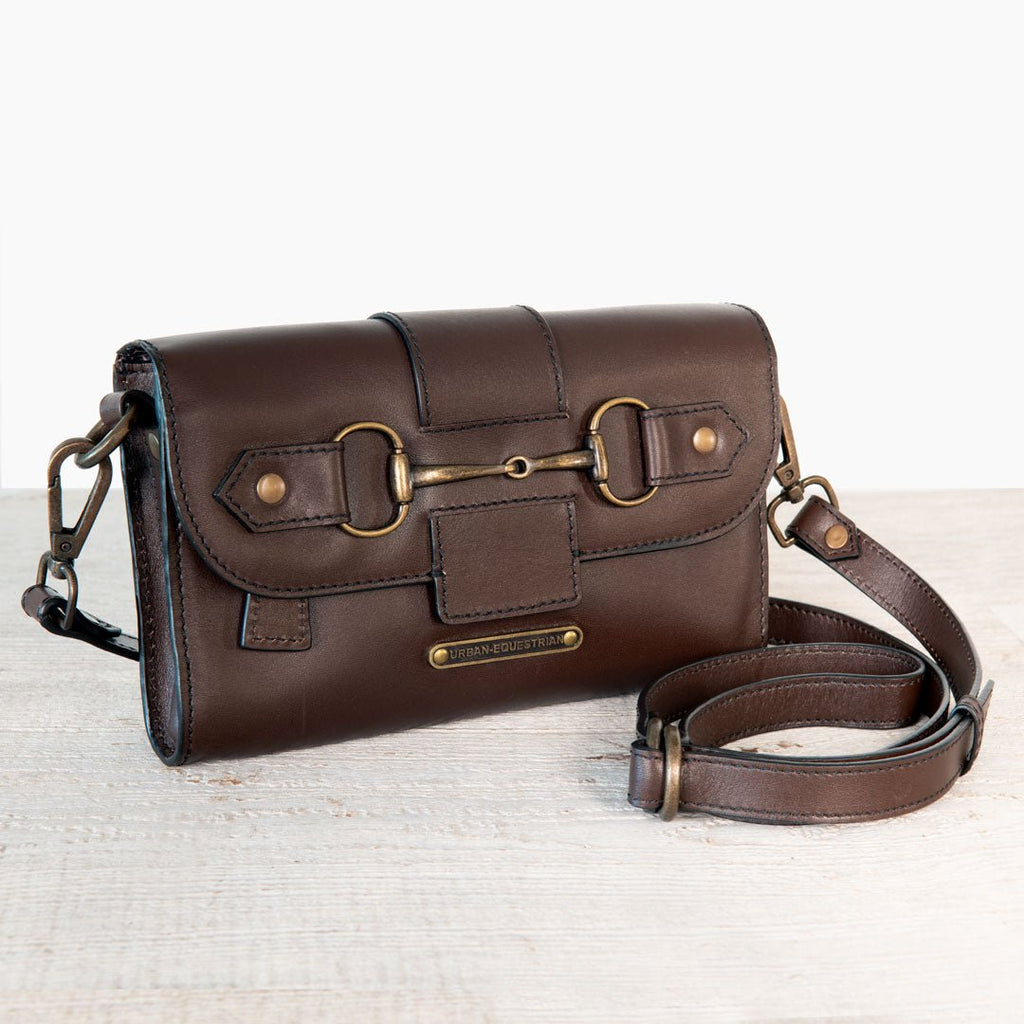 Dalton - Horse Bit Crossbody Luxury Leather Handbag in Deep Brown - URBANPICK FASHION