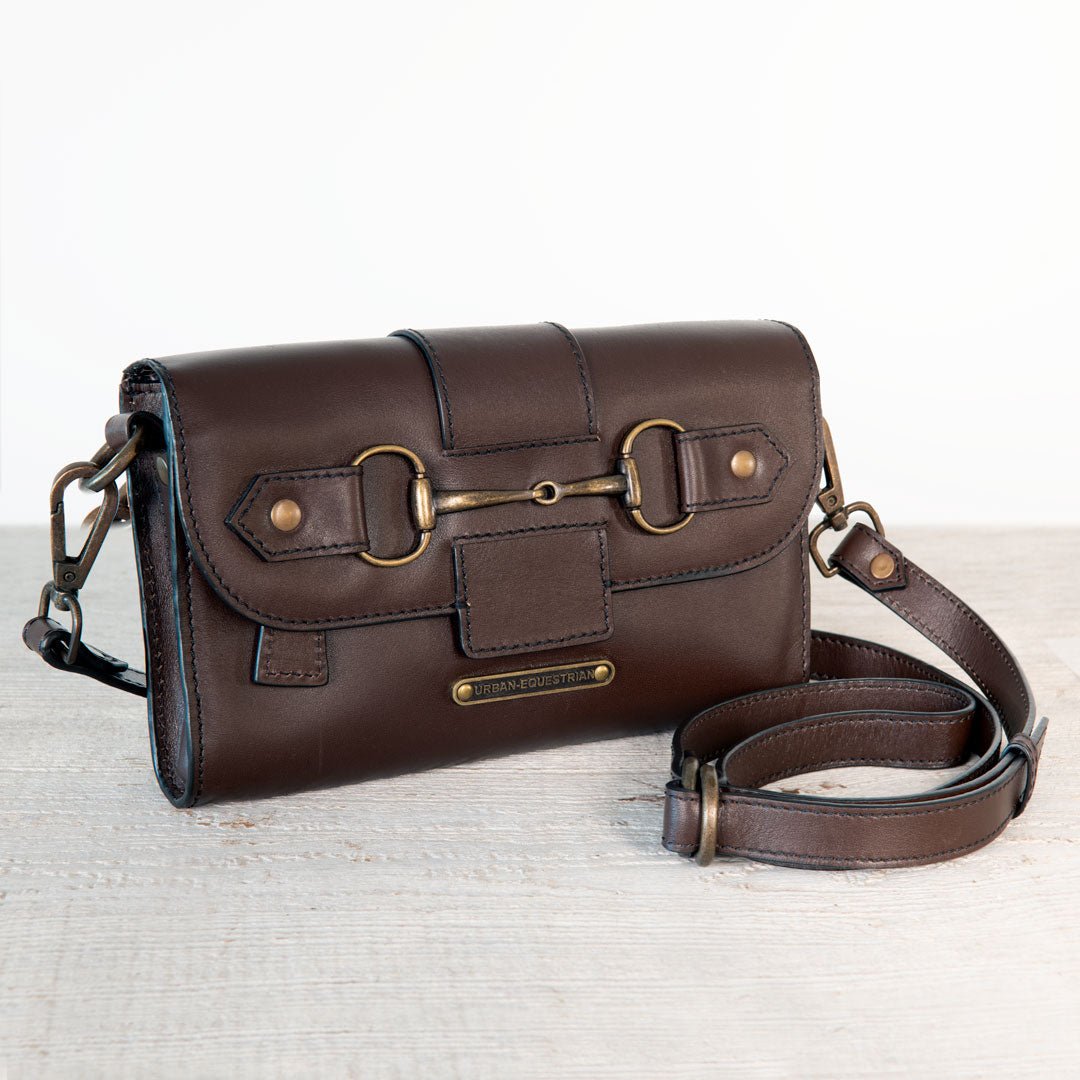 Dalton - Horse Bit Crossbody Luxury Leather Handbag in Deep Brown - URBANPICK FASHION