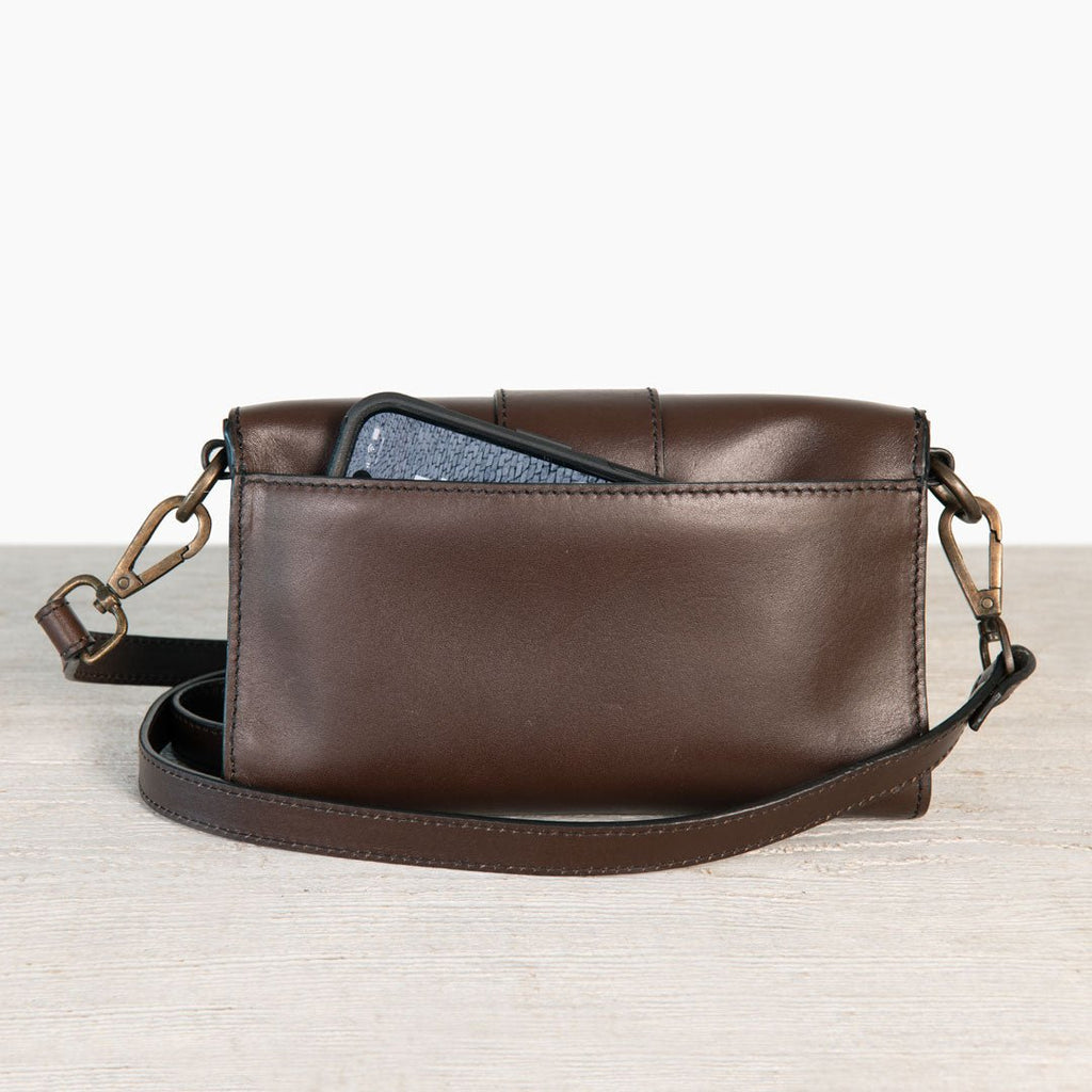 Dalton - Horse Bit Crossbody Luxury Leather Handbag in Deep Brown - URBANPICK FASHION