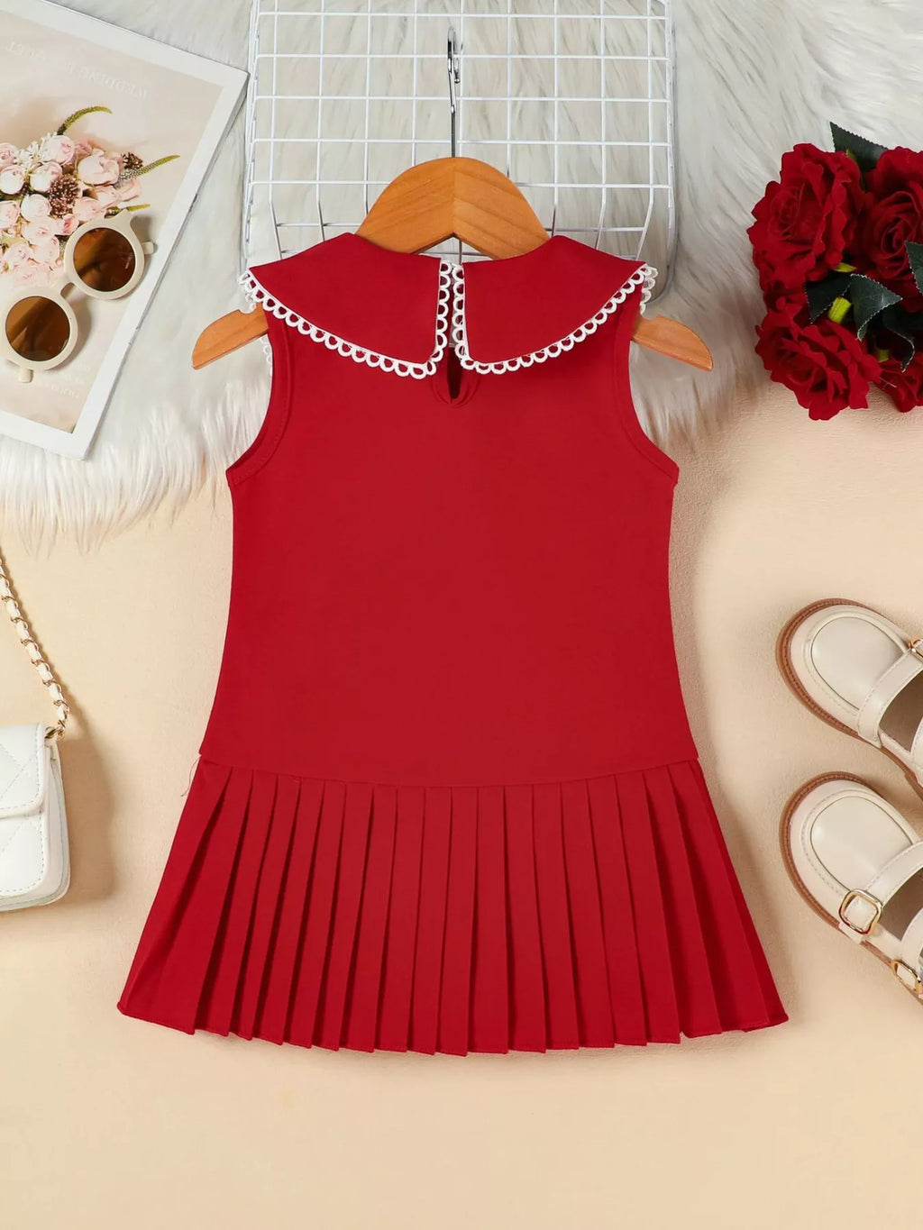Children's Bow-Accented Pleated Dress - URBANPICK FASHION