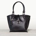 Del Rey -Horse Bit Tote Luxury Leather Handbag in Black - URBANPICK FASHION