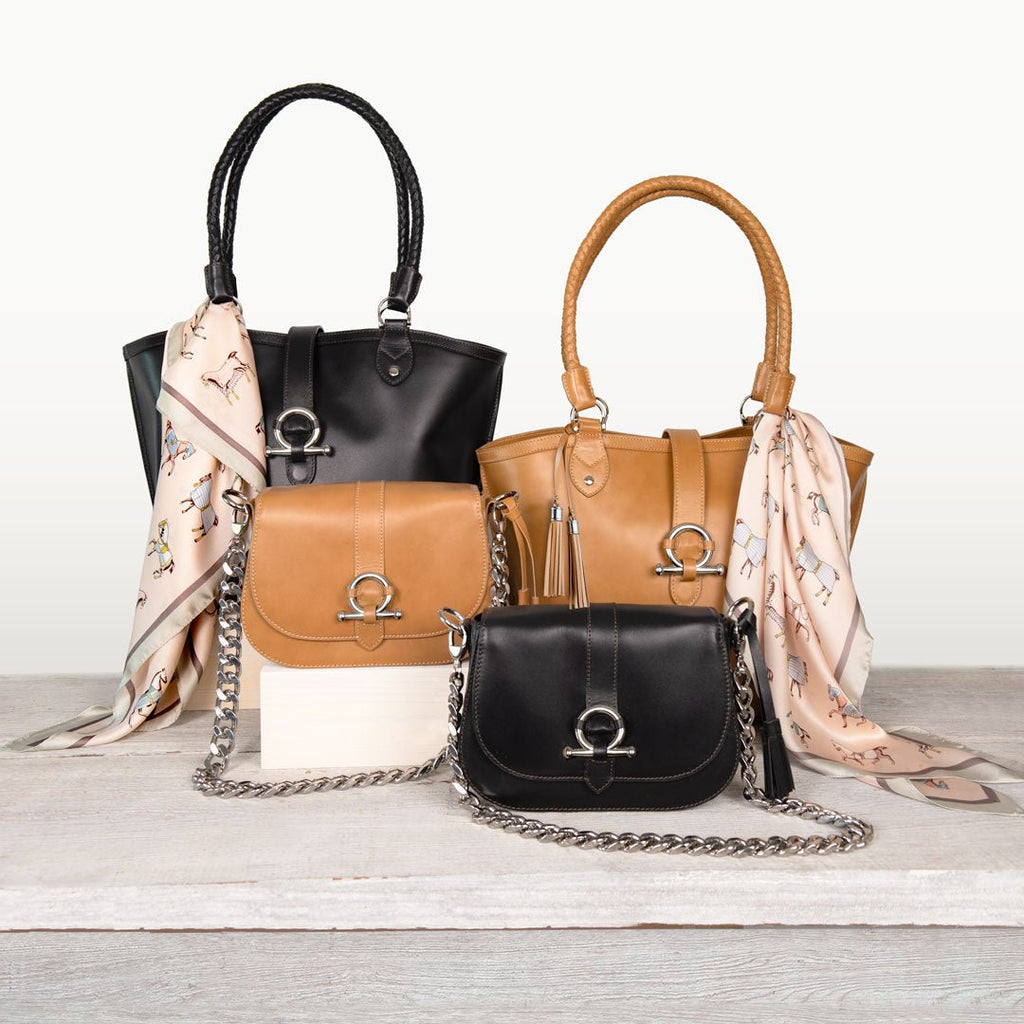 Del Rey -Horse Bit Tote Luxury Leather Handbag in Caramel - URBANPICK FASHION